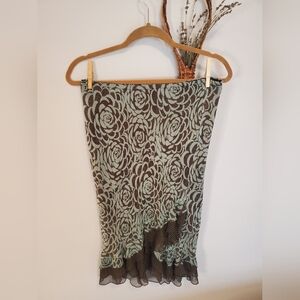 Floral Ruffle Skirt - Black and Blue